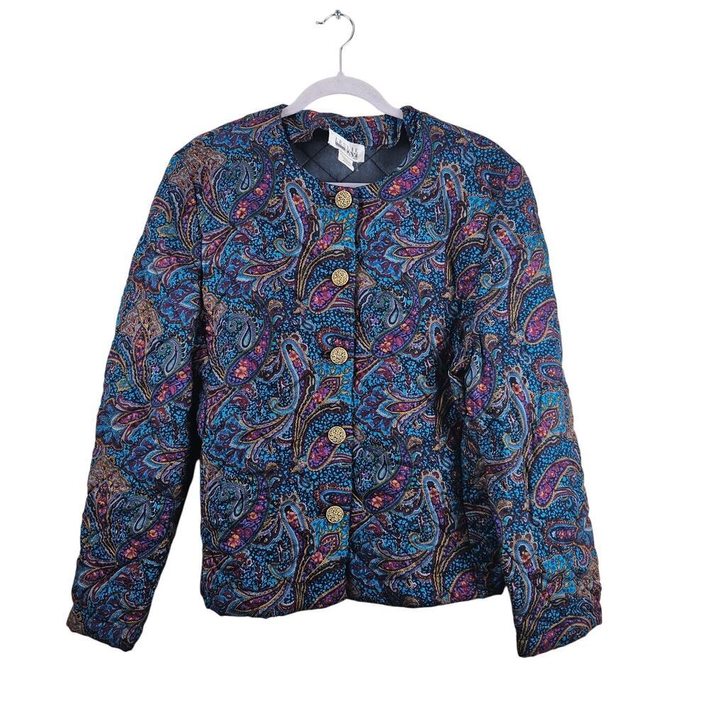 Leslie Fay Vintage Colorful Quilted Jacket Size 14